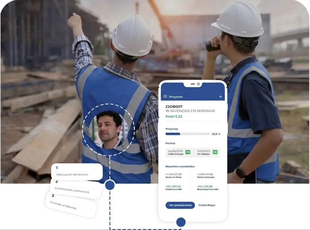 TrowelApp construction management app on a smartphone showing cost control